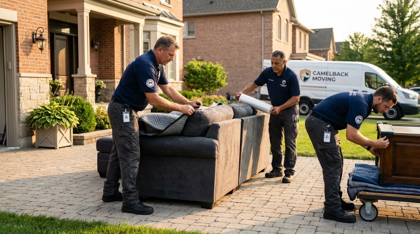 Large estate moving crew wrapping furniture in Seneca, IL